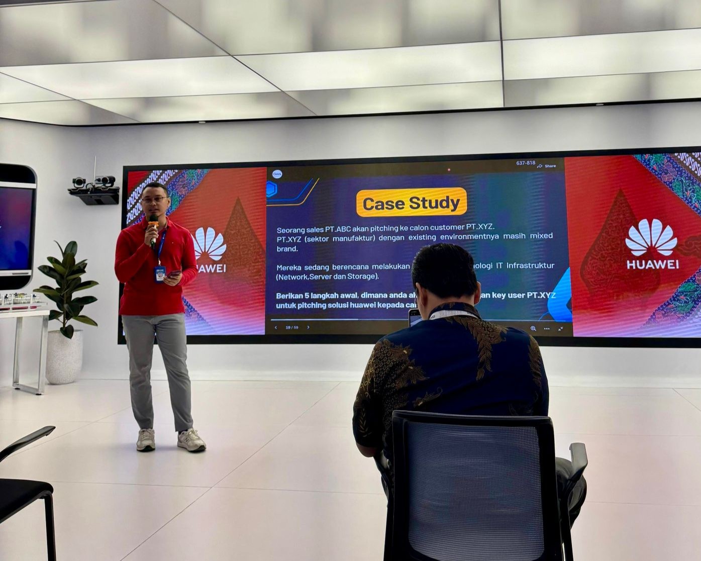 Presenting a case study during a product update visit at a principal company.